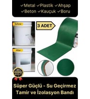Premium Dayanıklı Süper Güçlü Su Geçirmez Sızdırmaz Yeşil Tamir ve İzolasyon Bandı 48mm x 10m-3 Adet