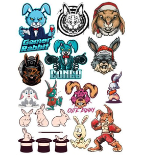 Kızgın Tavşan Sticker Set 15 Parça Telefon, Tablet, Defter, Laptop Sticker