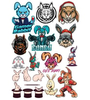 Kızgın Tavşan Sticker Set 15 Parça Telefon, Tablet, Defter, Laptop Sticker
