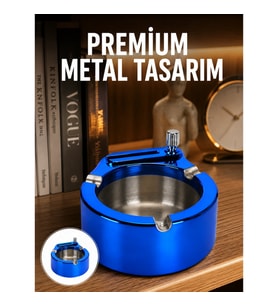 Mey İthalat® Dekoratif Çakmaklı Küllük Kolay Temizlenebilir Metal Yeni Nesil