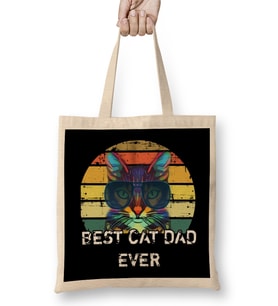 Best Cat Dad Ever Kedi 02 Bez Çanta Uzun Saplı