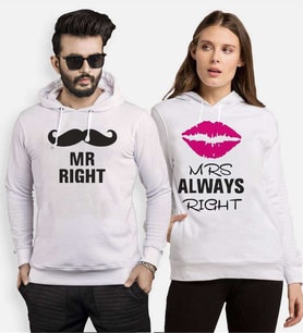 Tshirthane Mr..Right Mrs.. Always Right Sevgili Kombinleri Kapüşonlu Kombini (Tek Ürün Fiyatıdır.)