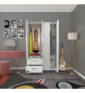 Kenzlife gardırop 4 kapaklı kapılı 2 çekmeceli gonca 168*100*42 byz ayaklı gardolap dolap (Karışık)