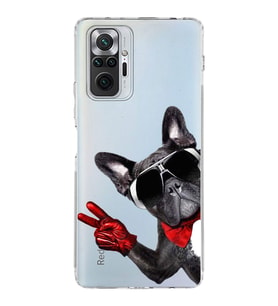 PrintiFy Xiaomi Redmi Note 10 Pro ile Uyumlu Köpek 2 Kamera Korumalı Şeffaf Kılıf