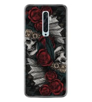 Oppo Reno 2Z 4 Lite 4 Pro 5 6 7 A31 Kılıf Desemli Silikon Skull Rose 1673