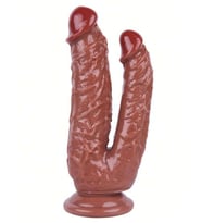 19cm Kahverengi Çiftli Dildo No:76