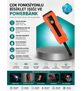 5000 mAh Bataryalı Bisiklet Farı COB Çakar Çok Fonksiyonlu