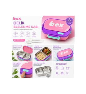 2 Bölmeli Paslanmaz Çelik Yemek Kabı Sızdırmaz Kapaklı 1000ML