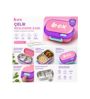 2 Bölmeli Paslanmaz Çelik Yemek Kabı Sızdırmaz Kapaklı 1000ML