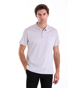 Hatemoğlu Gri Regular Fit Düz %100 Pamuk Polo Yaka Tişört