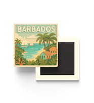 Barbados - Barbados - Paper Cut Art - Baskılı Buzdolap Magneti Kare - 9x9 cm