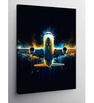 Kanvas Tablo Işıklı İnişte Uçak