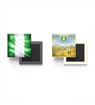 Buzdolap Magnetleri - Nijerya Bayrağı ve Abuja Retro Tema - 2'li Set Magneti