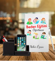 Beden Eğitimi Öğretmenlerine Özel Defter Kalem & Deri Kaplama Kalemlik Hediye Seti
