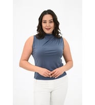 Kadın Büyük Beden Drape Detaylı Dik Yaka Bluz 1851-25 (Antrasit)