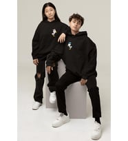 Mini Daisy ve Donald Duck Sevgili/Çift/Arkadaşlık 2'li Kapşonlu Sweatshirt Seti (Siyah)