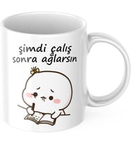 Lexroo Şimdi Çalış Sonra Ağlarsın Komik Kupa Bardak Yazılı Hediyelik Çay Kahve Kupası