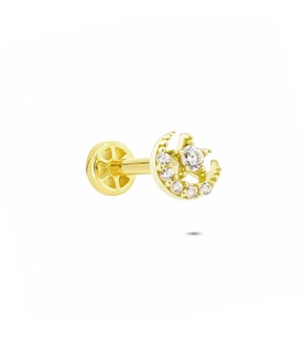 Glorria Altın Ay Yıldız Tragus Piercing