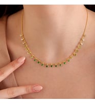 925 ayar gümüş.top zincirli beyazdan koyu yeşile renk geçişli zirkon taşlı sallantılı kolye