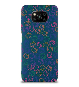Xiaomi Poco X3 NFC Uyumlu Lansman Kılıf Hello Kitty Tasarımlı İçi Kadife Kapak-Lacivert (Şeffaf)