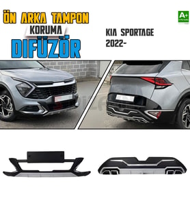 S-Dizayn Kia Sportage Ön ve Arka Tampon Koruma Difüzör Seti 2022 Üzeri A+ Kalite (Karışık)