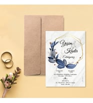Davetiye Zarf ve Baskı Dahil (Beyaz yada Kraft Zarflı) -  Nişan, Nikah, Kına, Düğün Davetiyesi (Kahverengi)