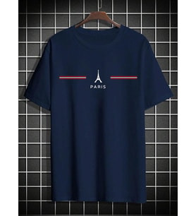Unisex Paris Baskılı Oversize Tshirt (Lacivert)