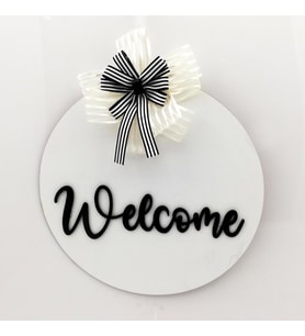 Lora Davet Ahşap Kapı süsü welcome (1 Adet) Siyah - 54252