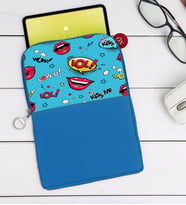 BK Gift Pop Art Tasarımlı Taşınabilir Koruyucu Tablet Kılıfı & Organizer Çanta - Mavi-6