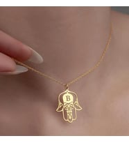 Kişiye Özel 925 Ayar Gümüş Hamsa Harf Kolye