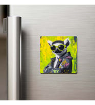 Lemur - Lemur - Güneş Gözlüklü Style - Buzdolap Magneti - 9x9 Cm