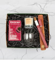 Premium Hediye Seti- Çift Cidarlı Bardak- Eduscho Classic Coffee-Englih Home Kokulu Mum- Ahşap Tütsülük- 30'lu Tütsü