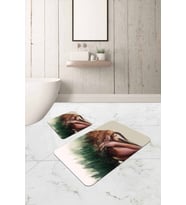 Yeşil Etnik Desenli Banyo Halısı Klozet Paspas Seti BS317