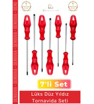 #Tornavida Profesyonel El Aletleri Onarım Montaj Çelik Uçlu Sağlam Düz Yıldız 7'li Tornavida Seti