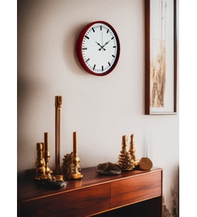 36 Cm Kırmızı Sade Dekoratif Duvar Saati (Standart)