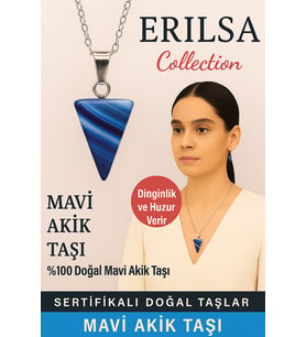 Sertifikalı Piramit Model Mavi Akik Taşı Kolye - Dinginlik ve Huzur Veren Doğal Taş (Çok Renkli)