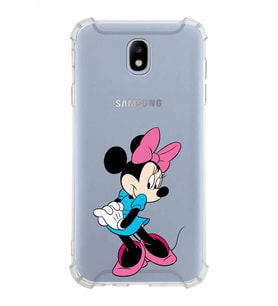 Samsung Galaxy J7 Pro  Köşe Korumalı Antişok Kapak Minnie Mouse Tasarımlı Şeffaf  Kılıf