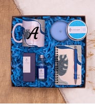 Baş Harf Özel Kupa, Kalem, Mum, Kolonya, Defter Hediye Seti