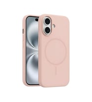 Coverzone ?phone 17 ile Uyumlu Kadife ?� Y�zeyli Premium Silikon K?l?f MagSafe ile Uyumlu Kablosuz ?arj Destekli Darbe Emici Yumu?ak Dokulu Koruma Tasar?ml? Telefon K?l?f? Kum Pembe