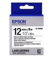 Epson LK-4WBW Strong Siyah Üzeri Beyaz 12MM 9Metre Etiket