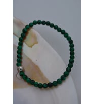 STONEAGE Malahit Malakit Doğal Taşlı Unisex İnce Bileklik (Altın / Dore)