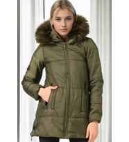 Dewberry Kadın %100 Polyester Kaban Haki Z9668 Katmanlı Kombin, Şehir ve Ofis Stili, Kazak ve Gömlek Kombini
