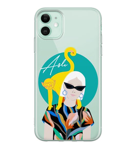 Apple Yellow Monkey Tasarımlı Şeffaf Telefon Kılıfı