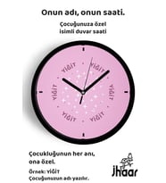 İsme Özel Soyut Yıldızlı Çocuk Odası Duvar Saati Orta Boy 30 cm Siyah Camlı Sessiz