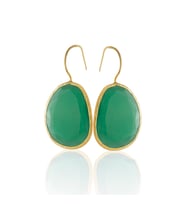 Kadir Jewellery 22 Ayar Altın Kaplama Fosil Taşlı Küpe -El İşçiliği Ve Hipoalerjenik Küpe