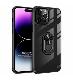 Microsonic Apple iPhone 14 Pro Max Kılıf Grande Clear Ring Holder Siyah