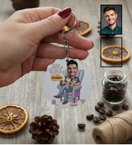 Kişiye Özel Karikatürlü Cat Dad Kedi Babası Anahtarlık Babalar Günü Hediyesi