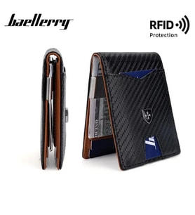 Baellerry Minimalist RFID Koruma Çift Kat Deri Çoklu Kart Cüzdan Erkek Kartlık