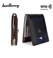 Baellerry Minimalist RFID Koruma Çift Kat Deri Çoklu Kart Cüzdan Erkek Kartlık