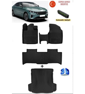 Rizline T10F 2025 Sonrası Uyumlu 3D Havuzlu Paspas ve Bagaj Havuzu Seti ASMA KOKU VE NUMARATÖR HEDİYELİTÖR HEDİYELİ